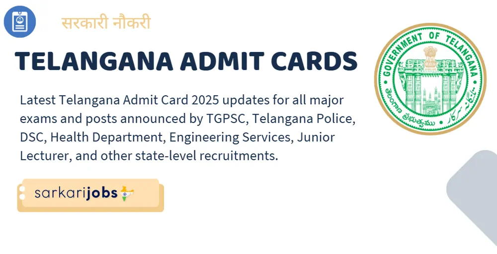 Telangana Admit Card 2025 Notification Download PDF