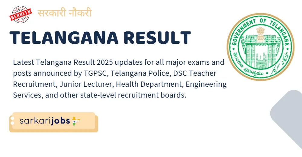 Telangana Result 2025 Notification Download PDF